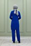 Müjgan knitwear set hijab clothing comfortable winter bottom top double set cobalt blue - 4