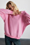 Karius women's organic cotton pink sweatshirt with fleece lining and oversize round neck - 5