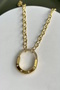 Gold Color Lock Figured Chain Detailed Steel Necklace - 2