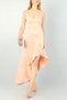 Women's Powder Skirt Flounce and Slit Detailed Strap Evening Dress Emr 090 72648 - 3