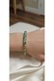Stone Enamel Steel Green Handcuff Bracelet - 5