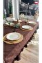 Pearl Ruffled Dark Brown Tablecloth - 4