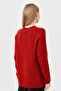Women's Crew Neck Shoulder Hair Braided Wool Sweater Dark Brick - 8