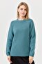Women's Crew Neck Shoulder Hair Braided Wool Sweater M.Green - 5