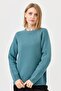 Women's Crew Neck Shoulder Hair Braided Wool Sweater M.Green - 8