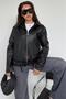 Black Belted Faux Leather Women's Jacket Mg2548 - 5