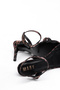 Night Glow Series – Thin Strap, Ankle Buckle, Stone Embroidered Black Heeled Stiletto Shoes - 6