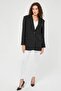 Black Women's Buttoned Oversize Blazer Jacket - 6