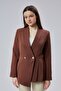 Brown Regular Fit Pleat Detailed Blazer Jacket - 5