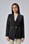 Black Regular Fit Pleat Detailed Blazer Jacket - 4