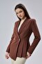 Brown Regular Fit Pleat Detailed Blazer Jacket
