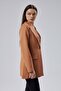 Light Brown Double Breasted Long Blazer Jacket - 7