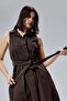 Brown Regular Fit Girdle Belted Dress - 2