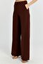 Brown Palazzo Wide Leg Woven Fabric Trousers - 7