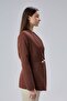 Brown Regular Fit Pleat Detailed Blazer Jacket - 7
