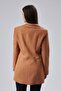 Light Brown Double Breasted Long Blazer Jacket - 6