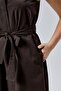 Brown Regular Fit Girdle Belted Dress - 4