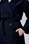 Navy Blue Double-Breasted Closure Windbreaker Detailed Trench Coat 44956 - 4