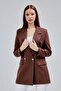 Bitter Brown Oversize Woven Blazer Jacket - 5