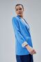 Dark Blue Double Breasted Collar Sleeve Fold Detailed Regular Padded Blazer Jacket - 5