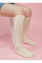 Girl's Knee-High Socks Self-Patterned Cotton Breathable Anti-Sweat 3-Pack - 4