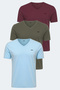 Rivaldo Set of 3 Men's Khaki - Burgundy - Blue T-Shirts