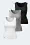 Vatik Set of 3 Women's White - Gray - Black Undershirts
