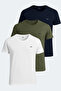 Sander Ktn Set of 3 Men's White - Navy Blue - Khaki T-Shirts
