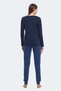 Paolina in Women's Cotton Navy Blue / Turquoise Pajamas - 2