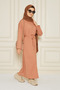 Women's Belted Long Sleeve Crew Neck Cotton Maxi Dress - 3