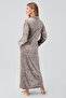 Long Sleeve Zippered Pocket Stretchy Viscose Velvet Dress - 3