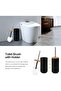 6-Piece Modern Bathroom Accessories Set, Plastic with Bamboo Accents, Includes Soap Dispenser, Tooth - 3