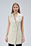 Women's Long Double Breasted Woven Vest