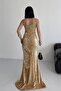 Trend Velvet Sequined Dress Gold - 4
