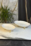2-Piece Porcelain Boat-Shaped Presentation Plate & Oval Appetizer Dish with Metal Legs - 2