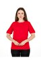 Short Sleeve Crew Neck Regular Fit Knitwear Sweater Red - 3