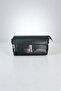 Rectangular Black Color Cover with Gold Button Detail Double Strap Women's Shoulder Bag - 6