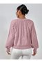 Cable-Knit Crew Neck Italian Sleeve Knit Powder Pink Sweater - 4