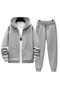 Men's Winter Zippered Top and Bottom Set Sweatshirt Sweatpants Casual Daily School Sports