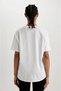 Women's Oversize Wide Cut 100% Cotton Soft Textured Basic Crew Neck White T-Shirt - 4
