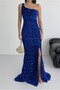 Trend Velvet Sequin Dress Cobalt Blue - 5