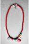 Handmade Red Necklace with Pink Tassels - 3