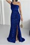 Trend Velvet Sequin Dress Cobalt Blue - 6