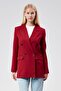 Burgundy Regular Lined Double Breasted Closure Woven Oversize Blazer Jacket
