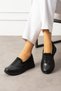 ASTRANS BLACK WOMEN'S KHAKI LEATHER SHOES - 2