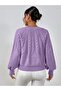 Braided Crew Neck Italian Sleeve Knitwear Lilac Sweater - 5