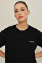 Black Crew Neck Logo Detailed Short Sleeve Women's T-Shirt - 2