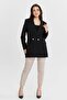 Black Oversize Woven Blazer Jacket - 2