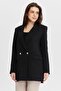 Black Oversize Woven Blazer Jacket - 8