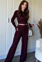Ruffled Long Sleeve Crop Purple Set - 6